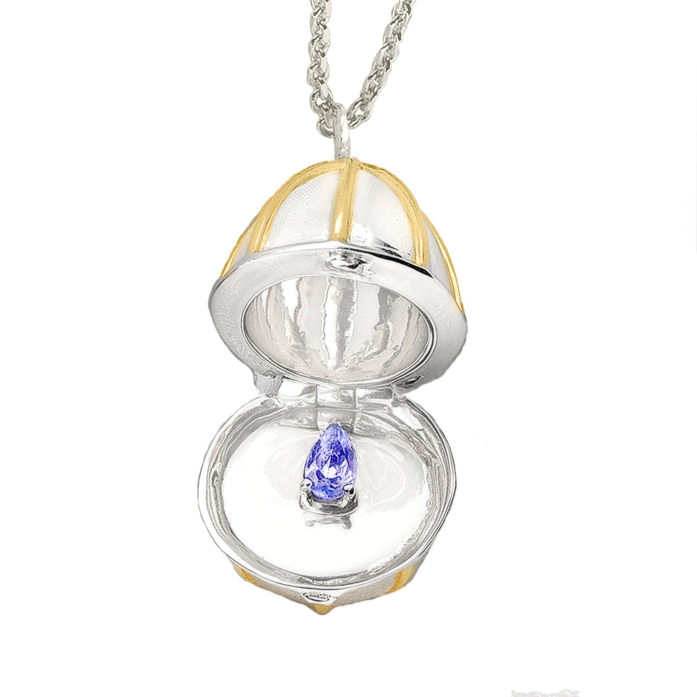 Silver Egg Birthstone Pendant