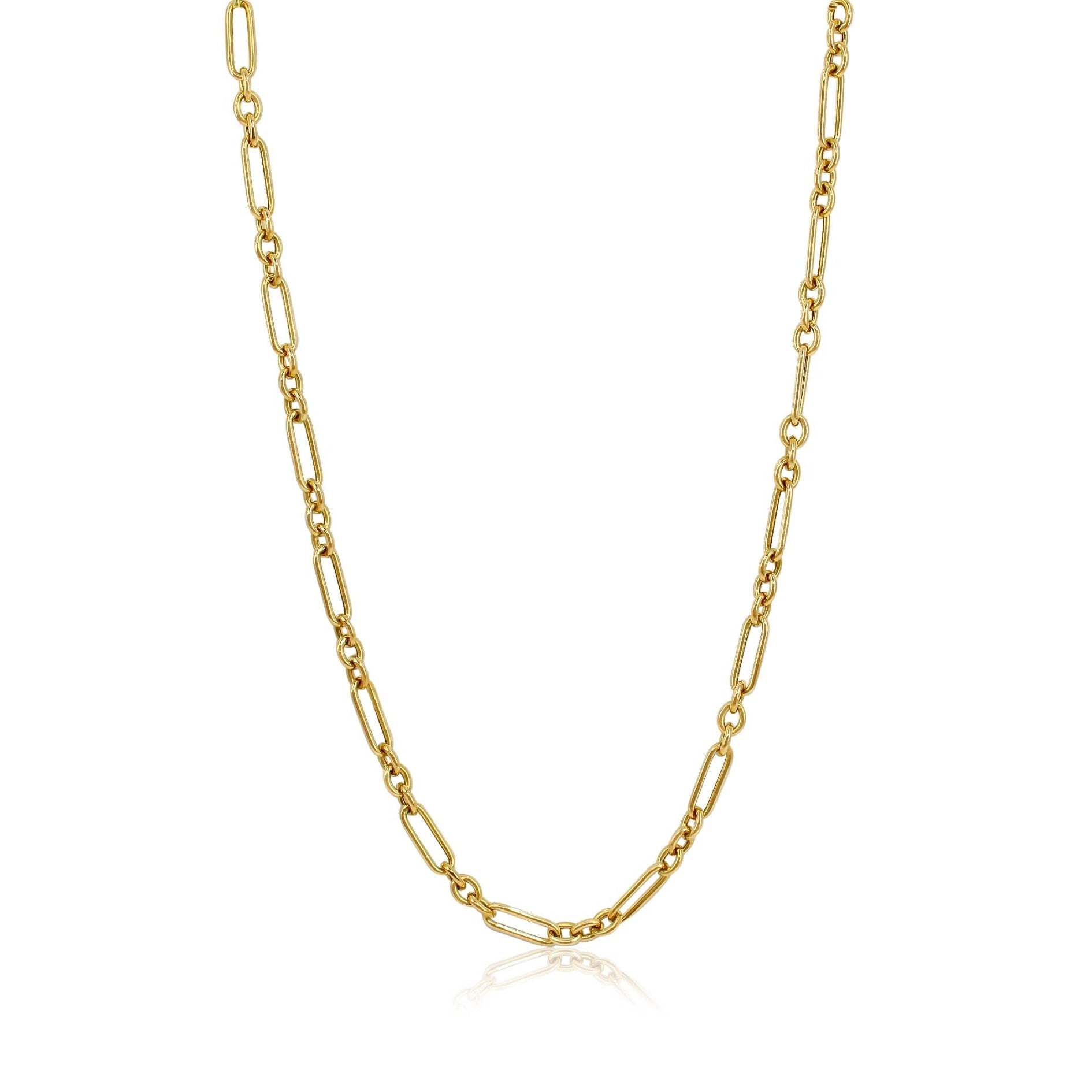 Gold Fancy Paperclip Charm Chain Necklace