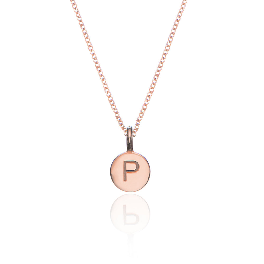Rose Gold Small Personalised Disc Necklace