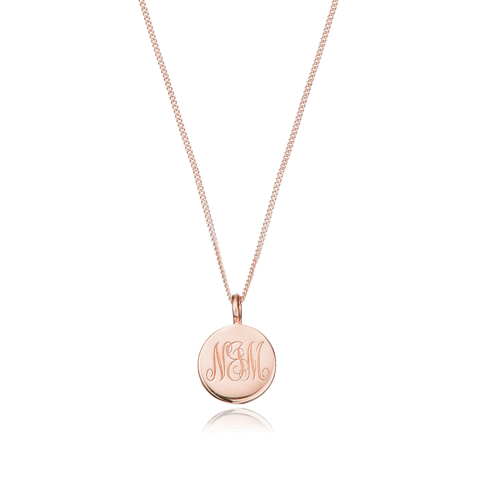 Rose Gold Large Engraved Disc Necklace