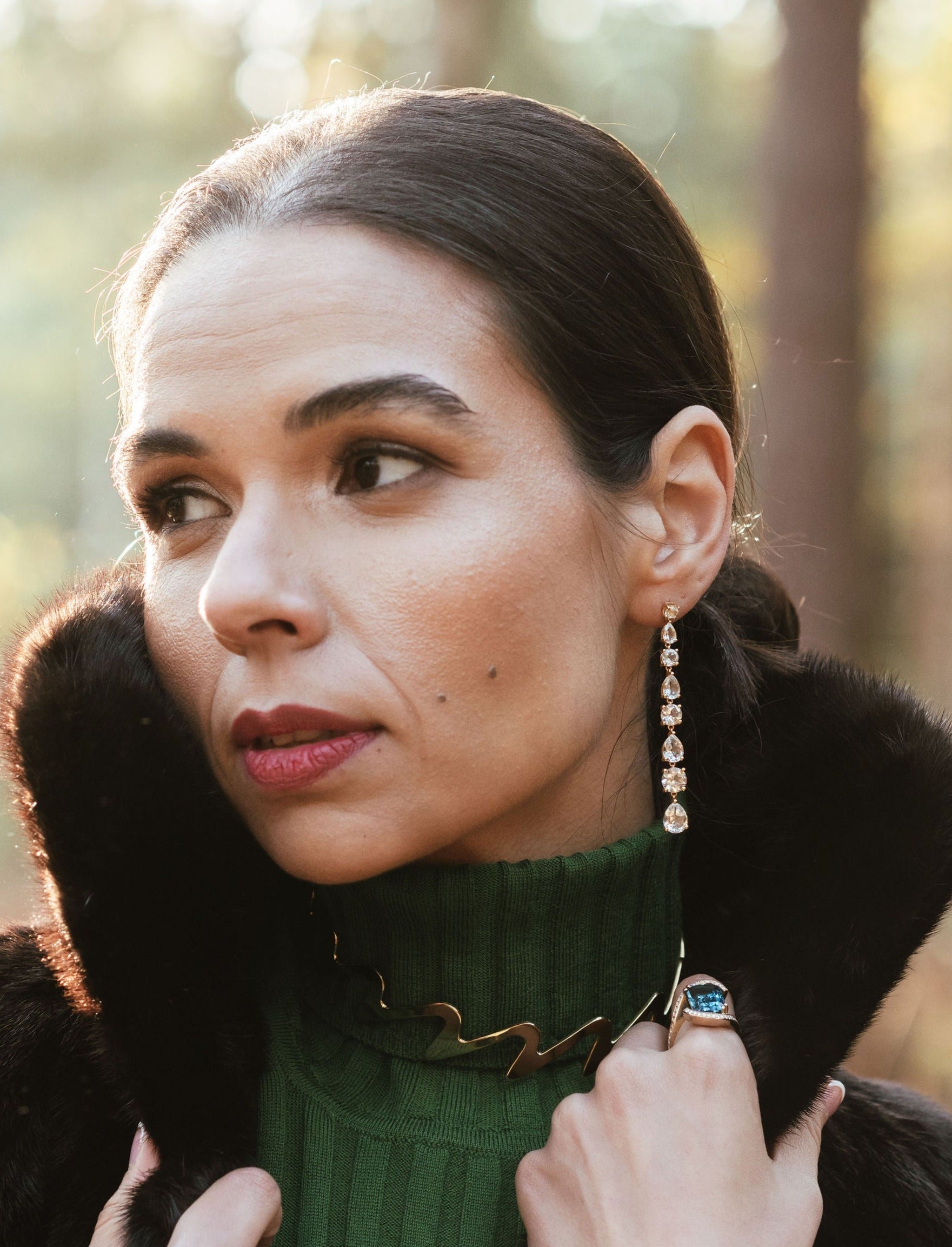 Long Diamond Earrings in 18ct Yellow Gold