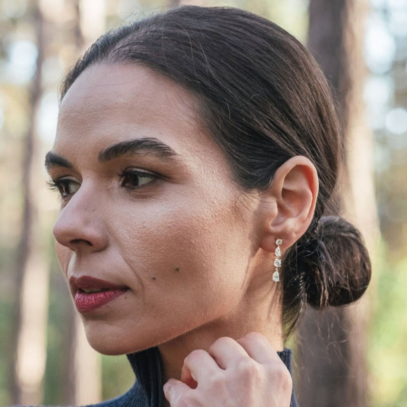 Short Diamond Earrings in 18ct Yellow Gold