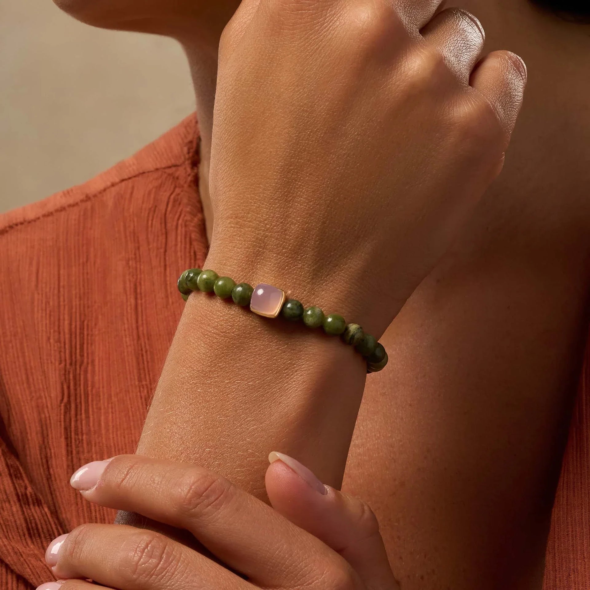 Peaceful Devotion Jade & Rose Quartz Bracelet