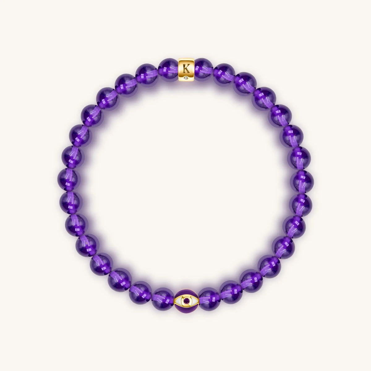 Calming Reflection Amethyst February Birthstone Evil Eye Bracelet