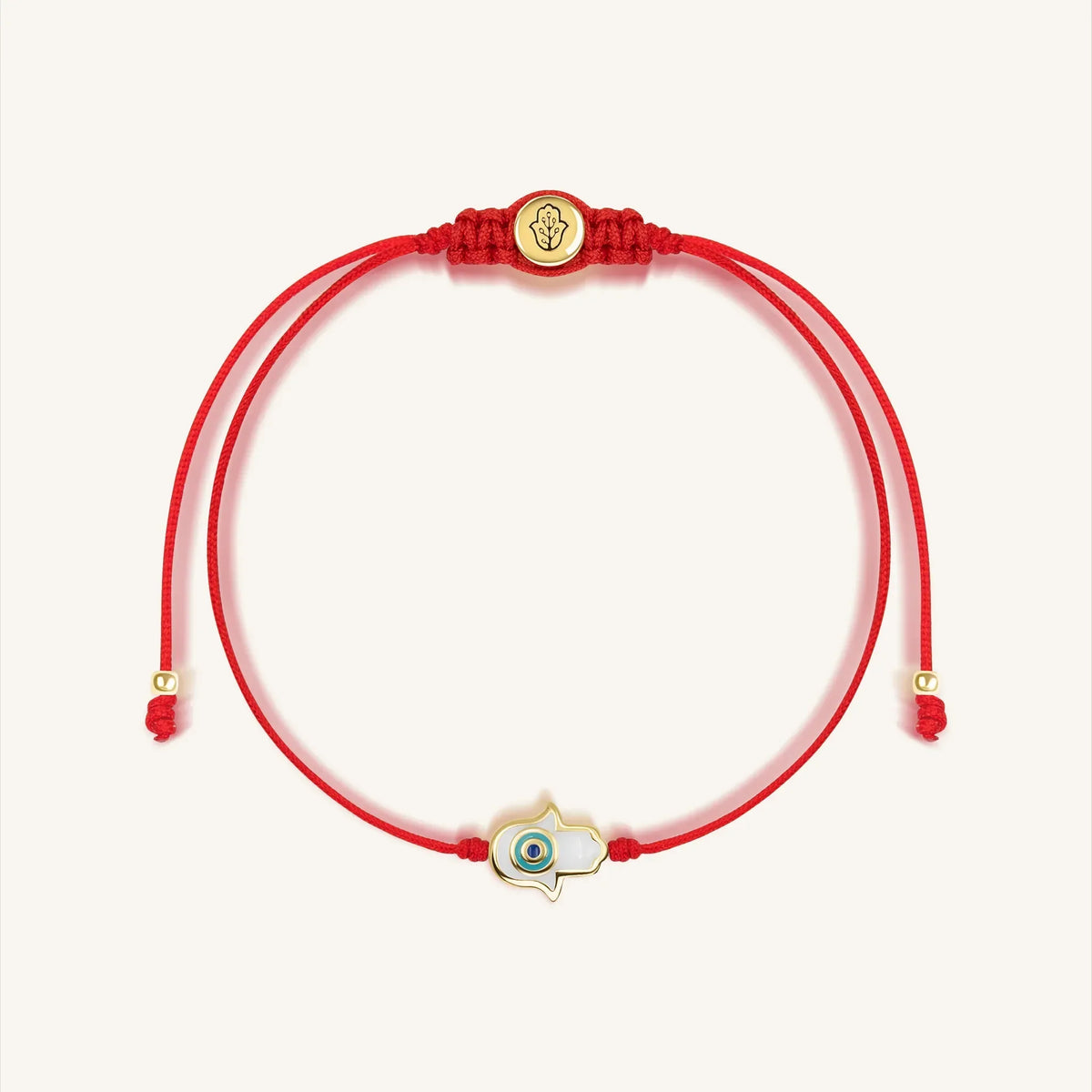 Charismatic Personality White Enamel Hamsa Red String Bracelet