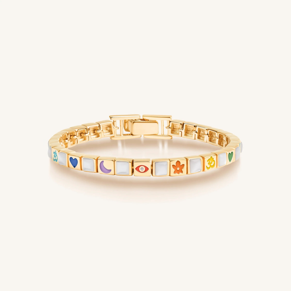Cheerful Outlook Multi Color Enamel Mother of Pearl Bracelet