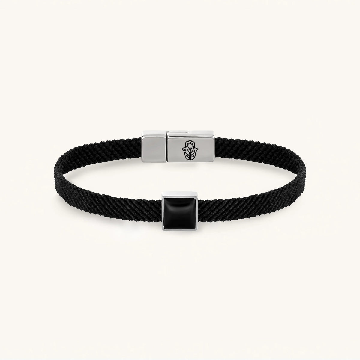 Black Macrame & Onyx Magnetic Bracelet