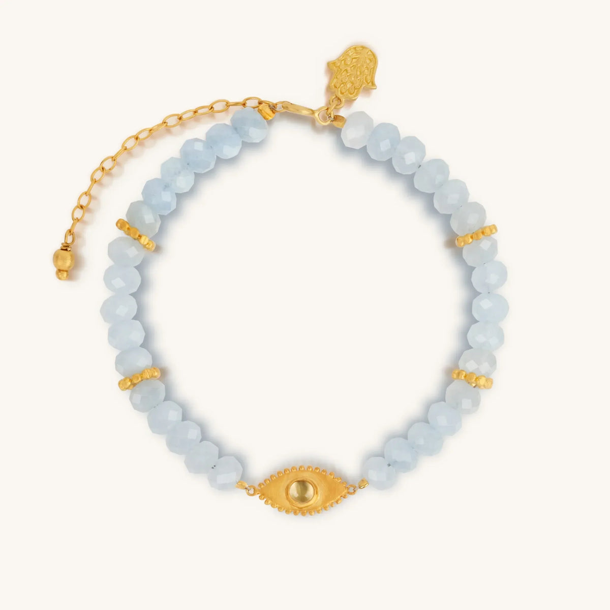 Soothing Thoughts - Aquamarine Evil Eye Charm Bracelet