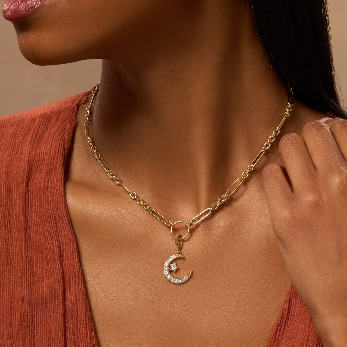 Ethereal Visions Moon & Star Gold Charm