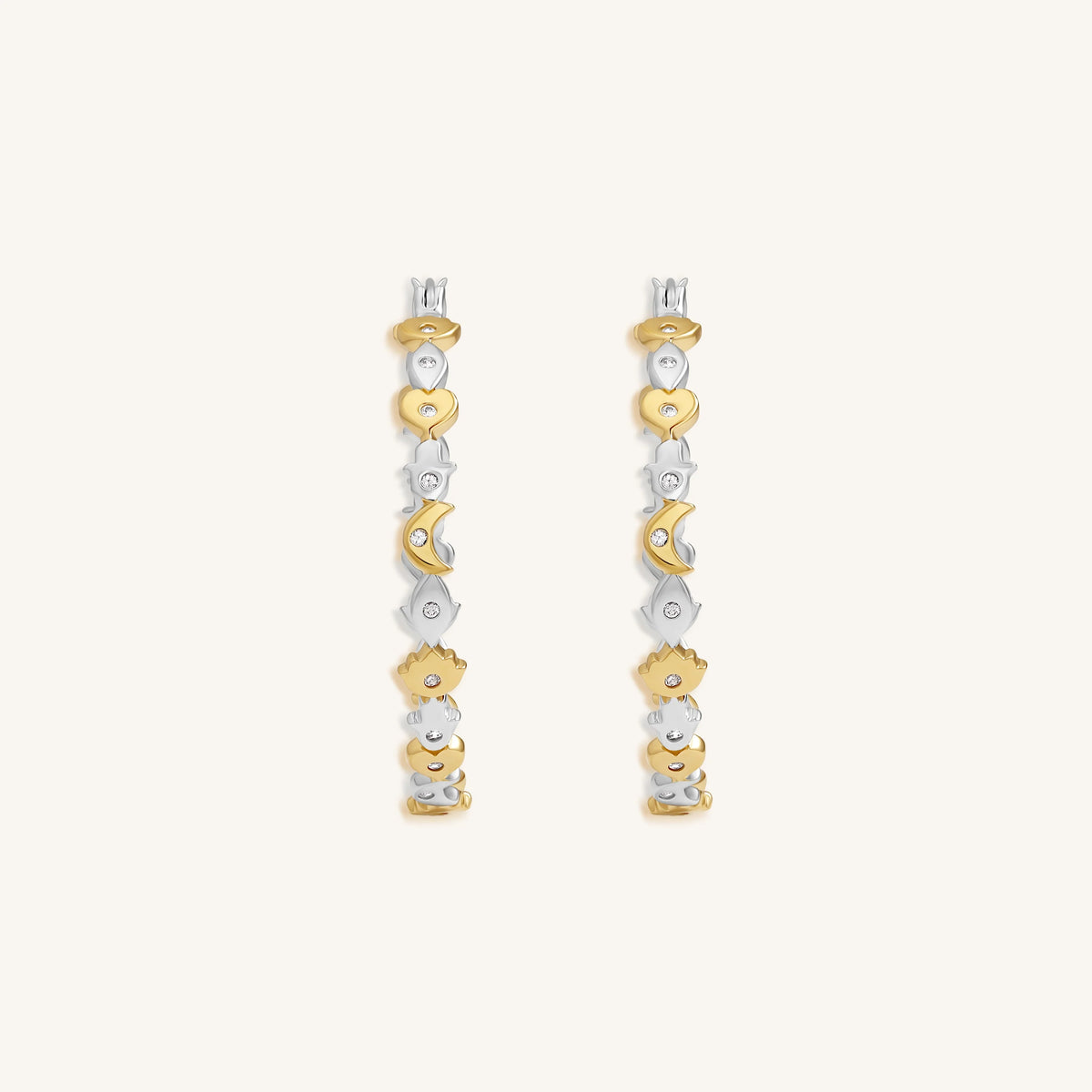 Radiant Path Multi-Symbol Gold Hoop Earrings