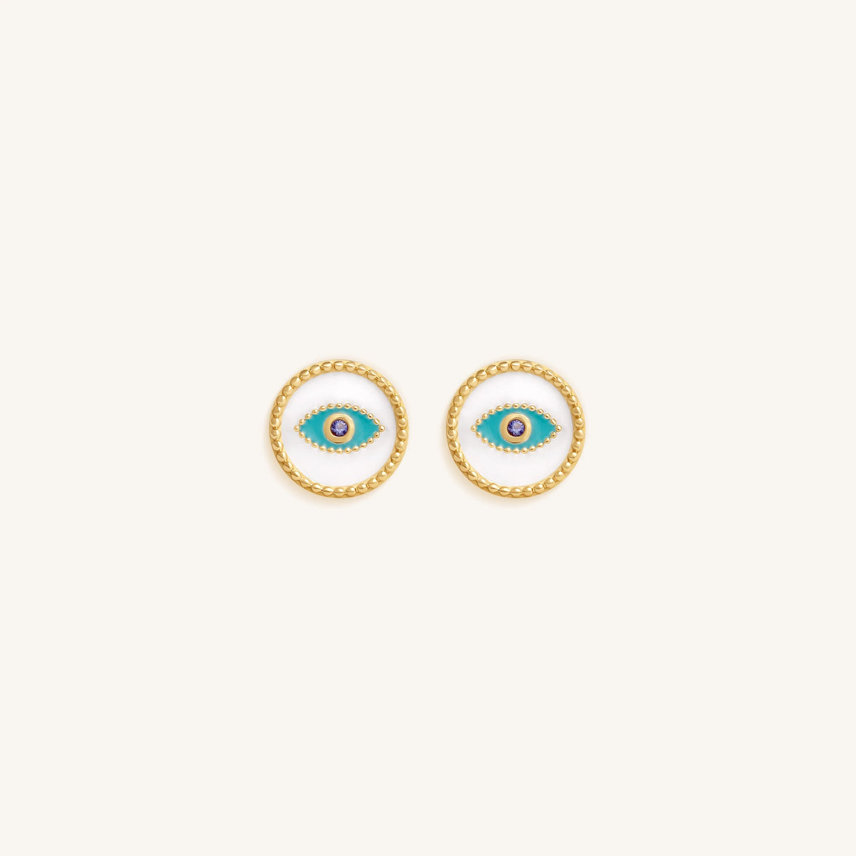 Fortunate Vision Sapphire Evil Eye Stud Earrings