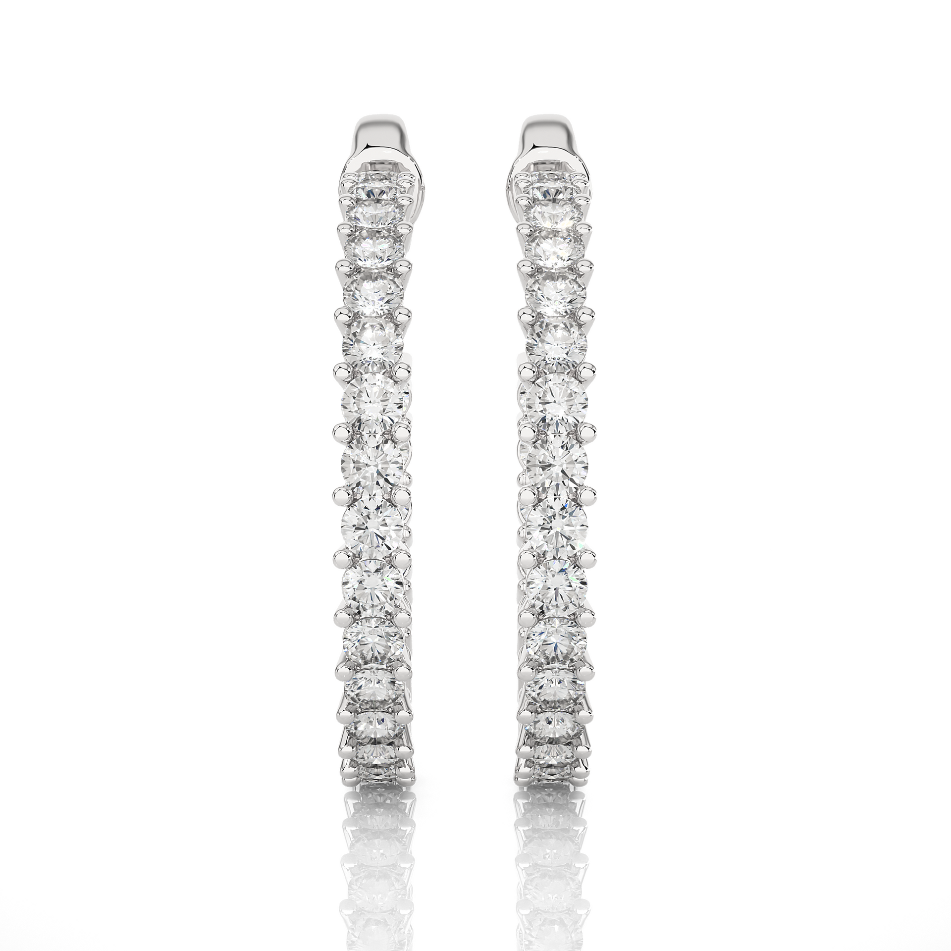 Lab-grown Diamond Hoop Earrings in 10K White Gold