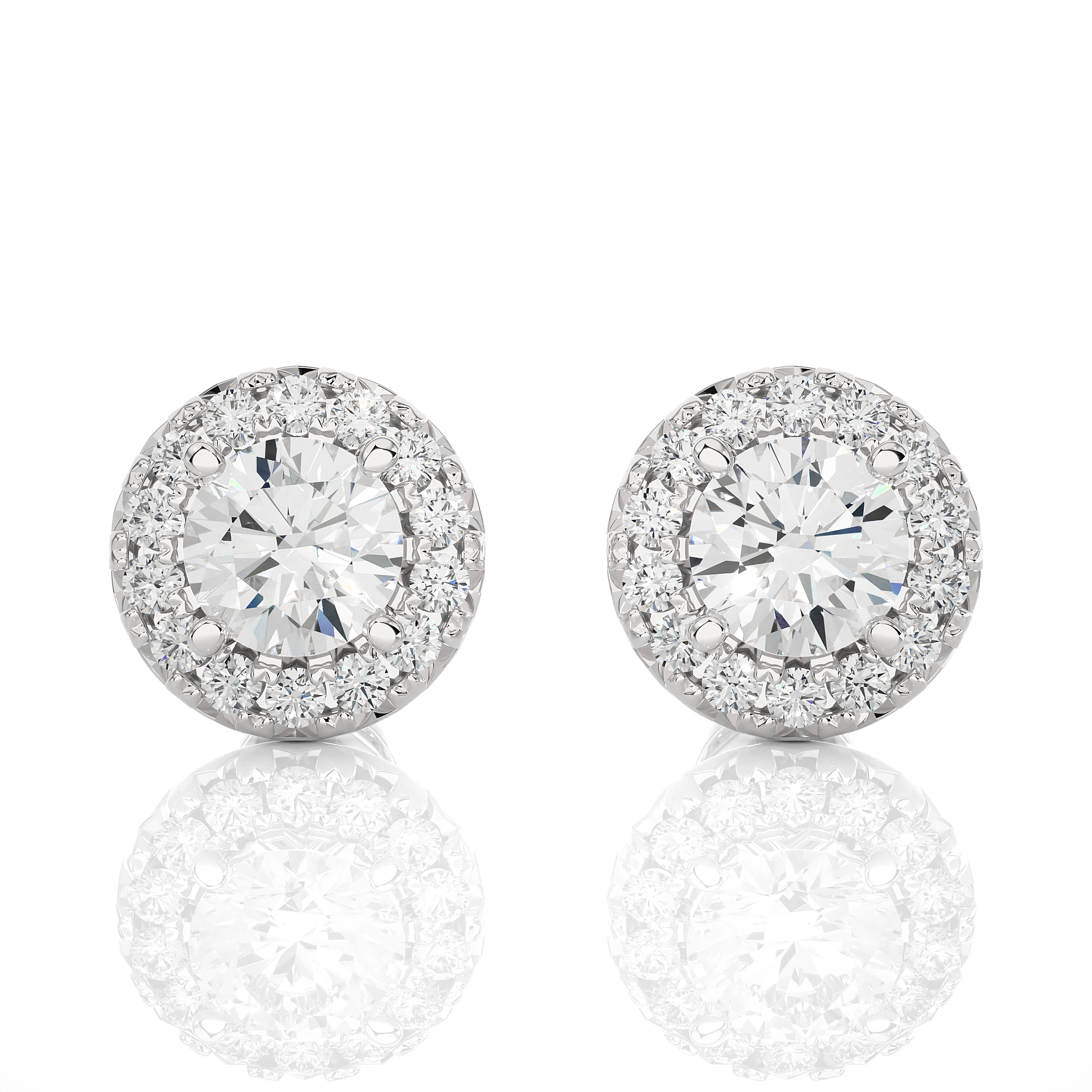 Lab-grown Diamond Halo Earrings in 10K White Gold