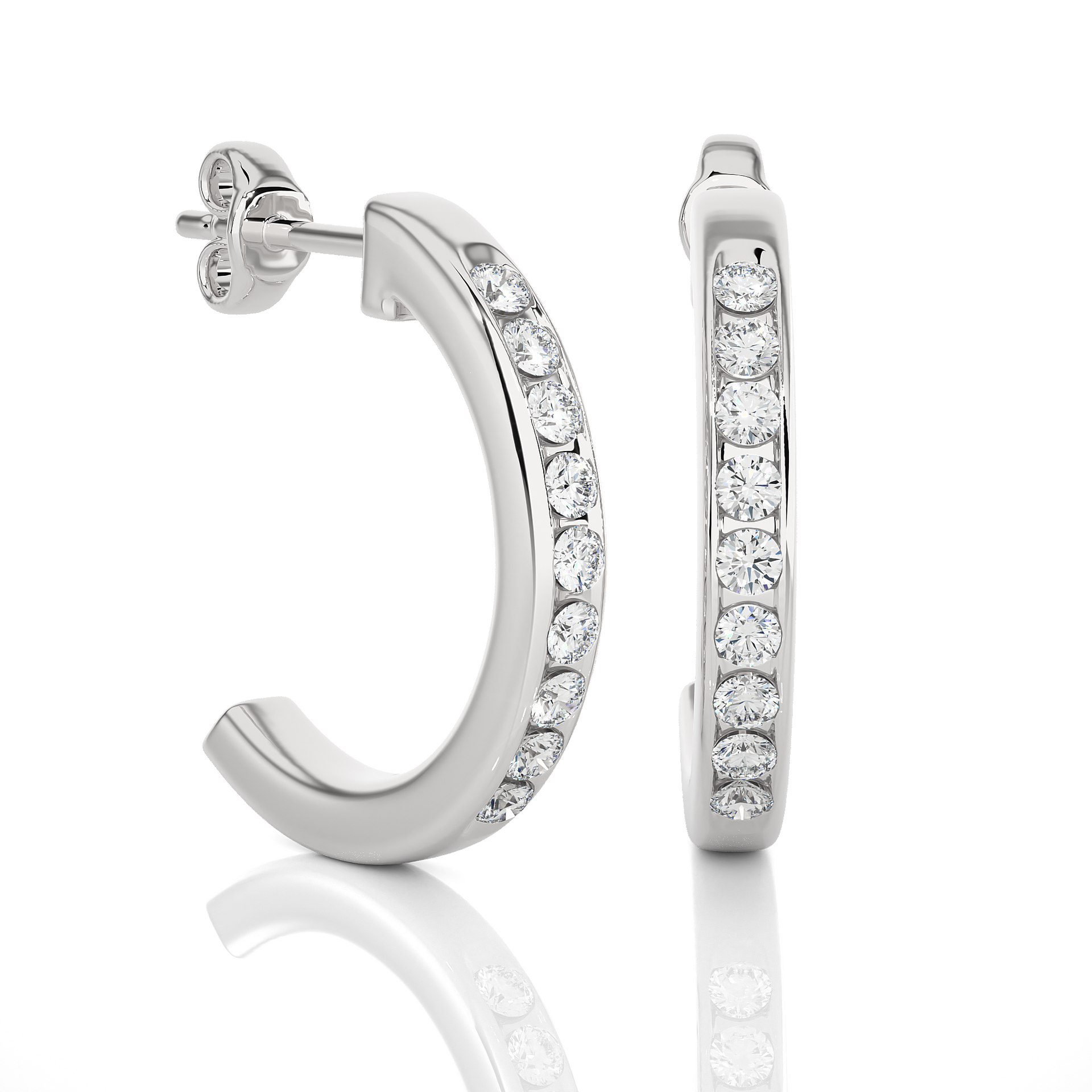 Lab-grown Diamond Hoop Earrings in 10K White Gold