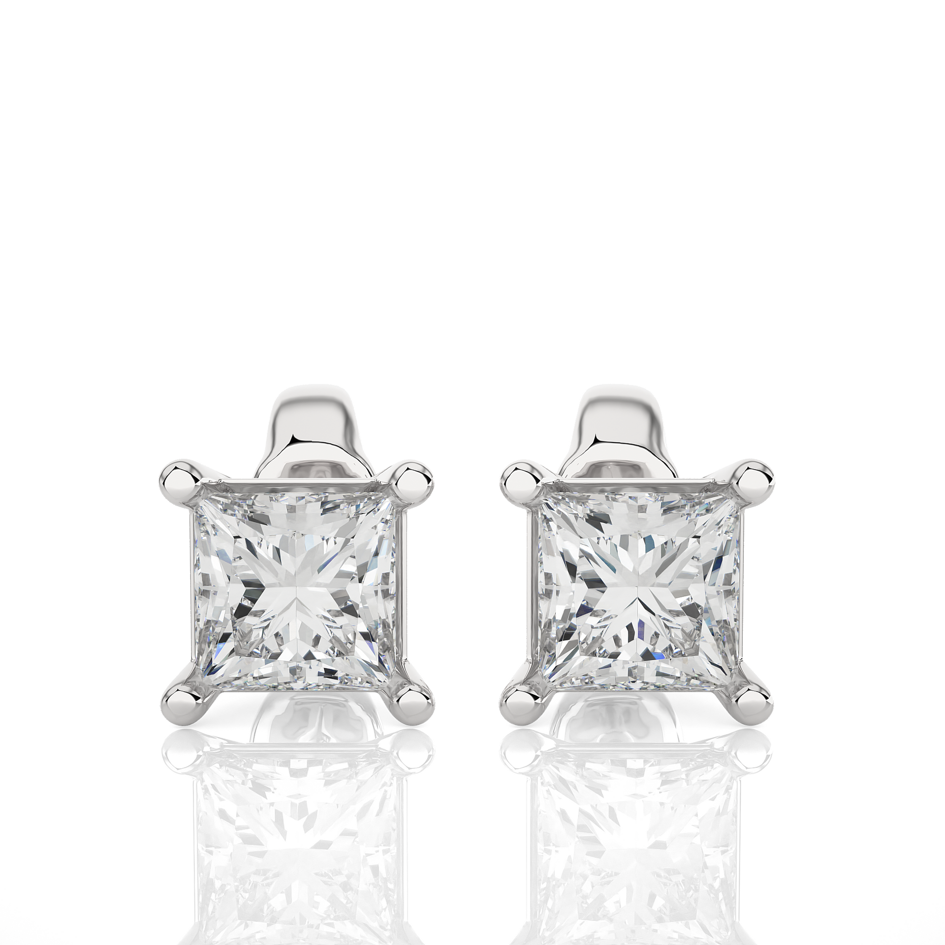 Princess-Cut Lab-grown Diamond Stud Earrings in 10K White Gold