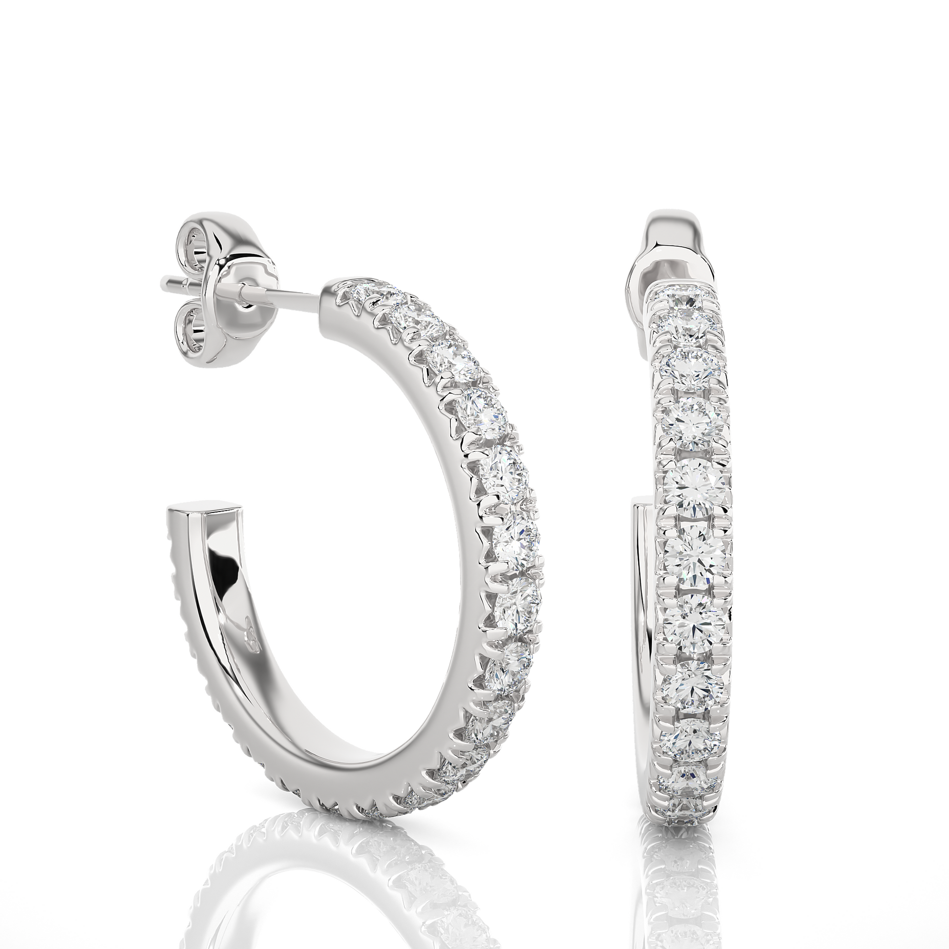 Lab-grown Diamond Huggie Earrings in 10K White Gold