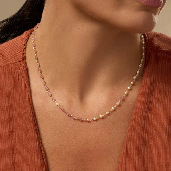 Exuberant Celebration Pearl and Pink Tourmaline Necklace