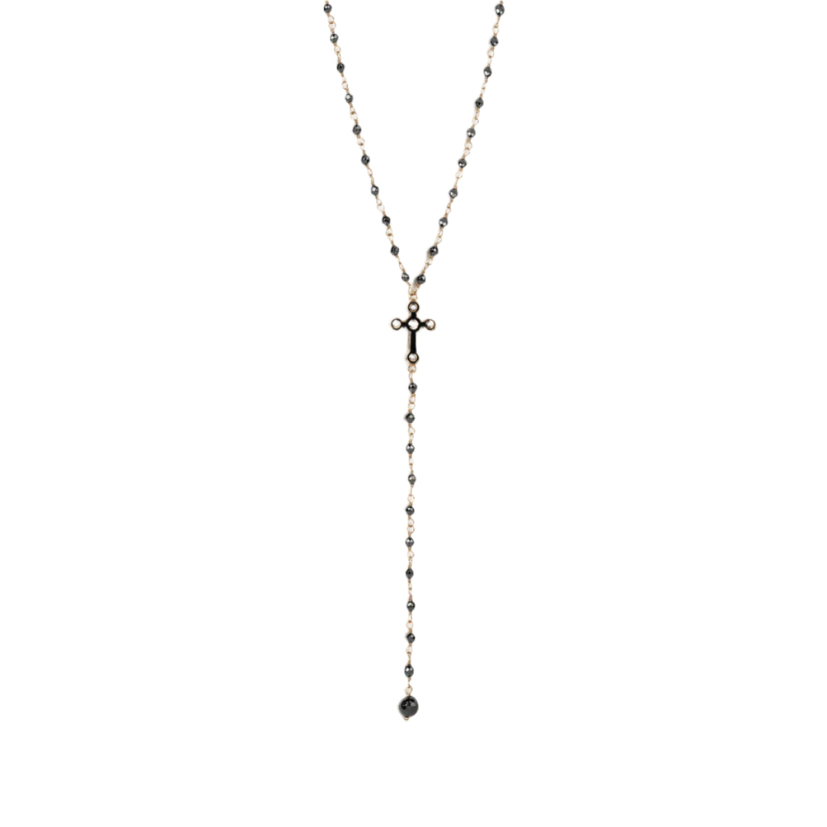 Unwavering Faith Cross - Hematite Rosary Necklace