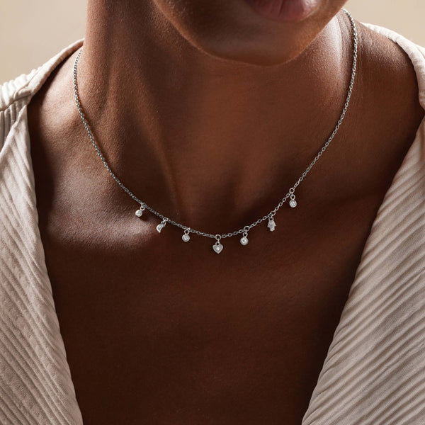 Graceful Abundance Silver Charm Necklace