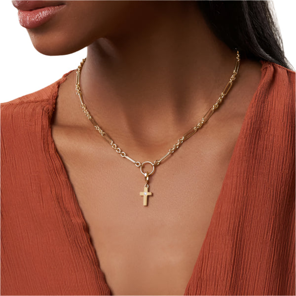 Gleaming Faith Gold Cross Charm