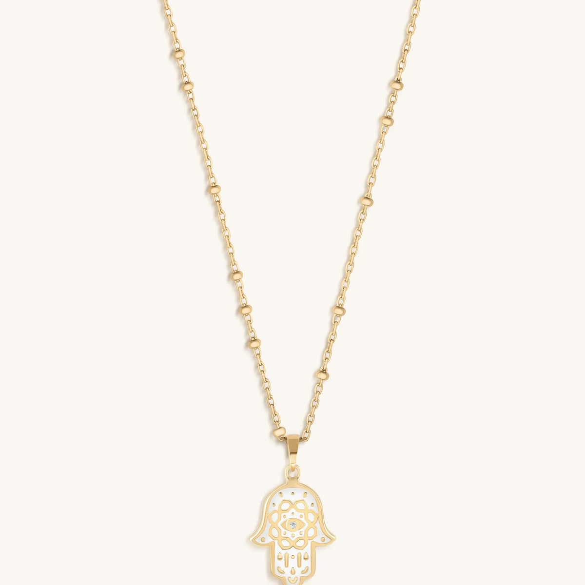 Glorious Shield 14K Gold Hamsa Hand Necklace