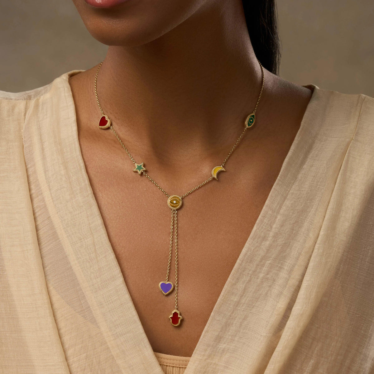Maximize Joy Multi-Symbol & Multi-Gemstone Necklace