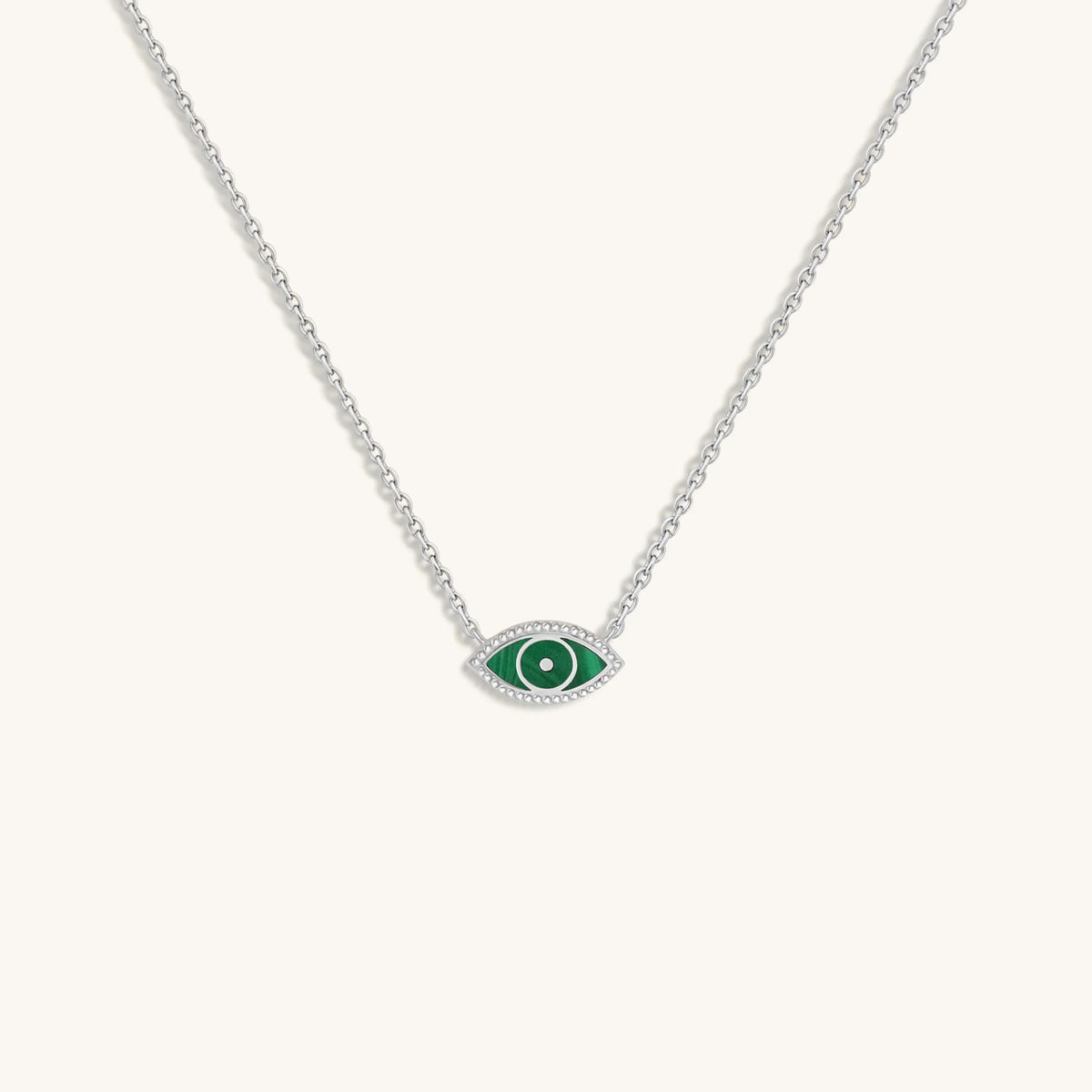 Enduring Peace Evil Eye Malachite Silver Necklace