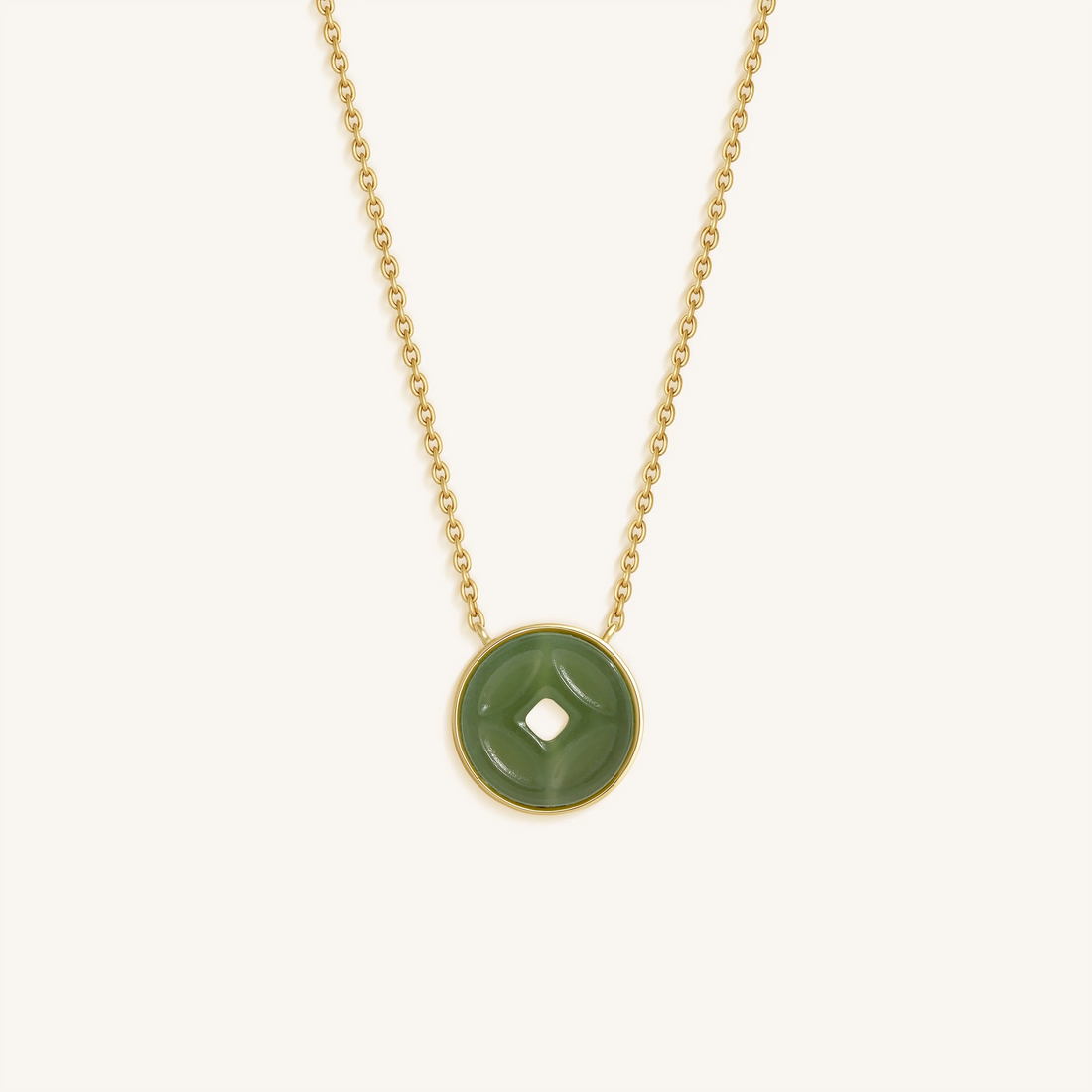Prosperity Line Jade Lucky Coin Necklace