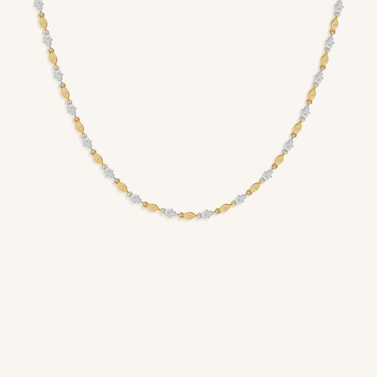 Dual Protection Hamsa & Evil Eye Mixed Metal Necklace