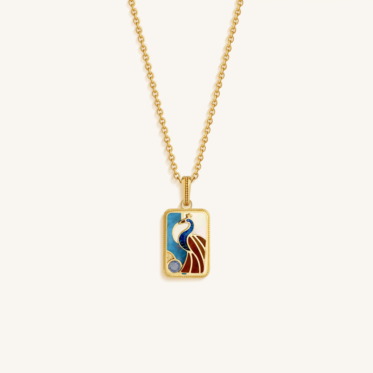 Regal Spirit One Bam Multi-Stone Mahjong Necklace