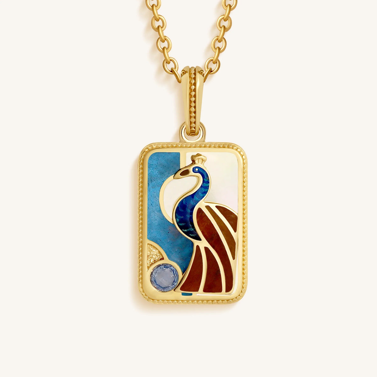 Regal Spirit One Bam Multi-Stone Mahjong Necklace