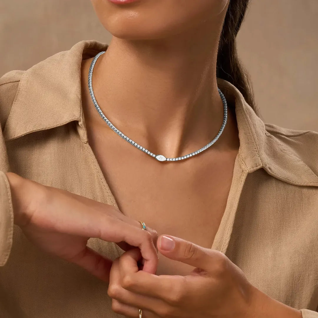 Intentional Heart Silver Tennis Necklace