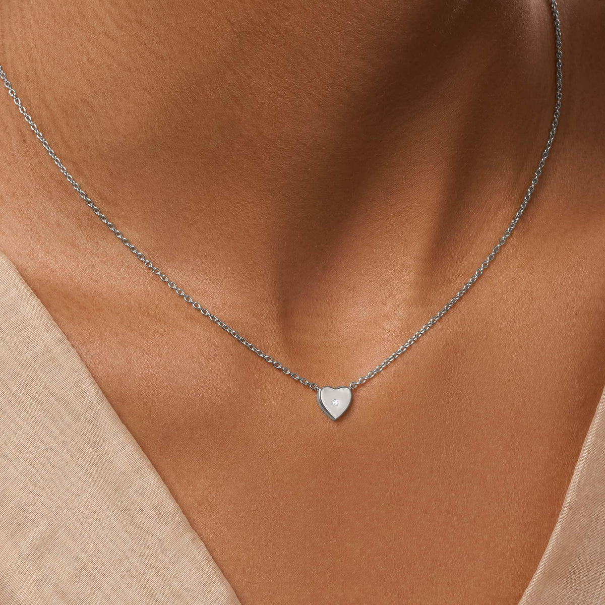 Dreamy Spirit Diamond Heart Silver Necklace