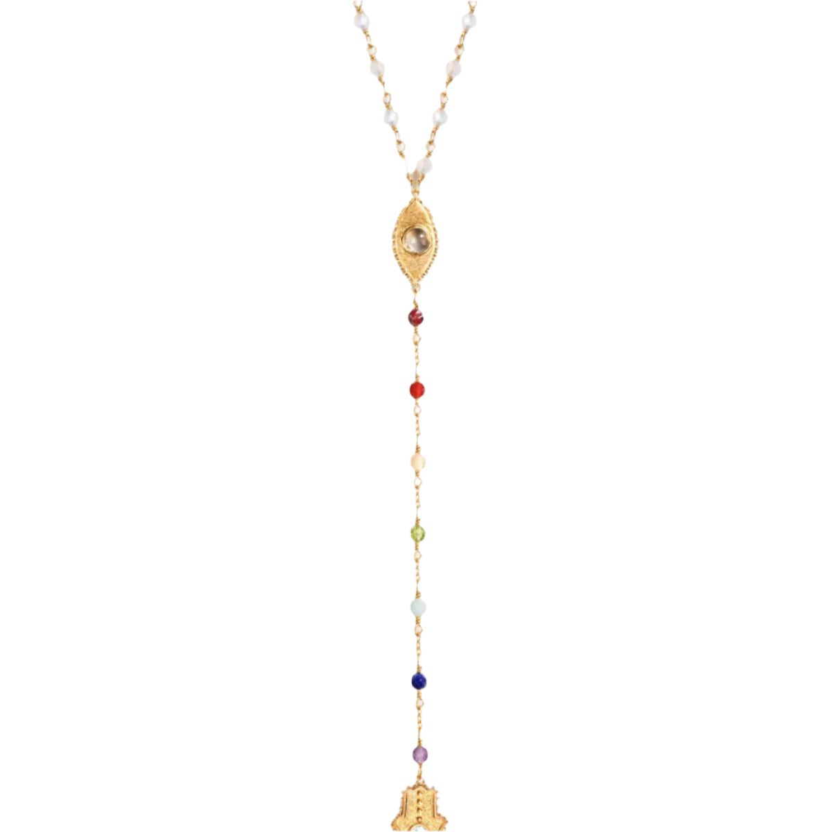 Supreme Awakening - Moonstone Chakra Rosary Necklace