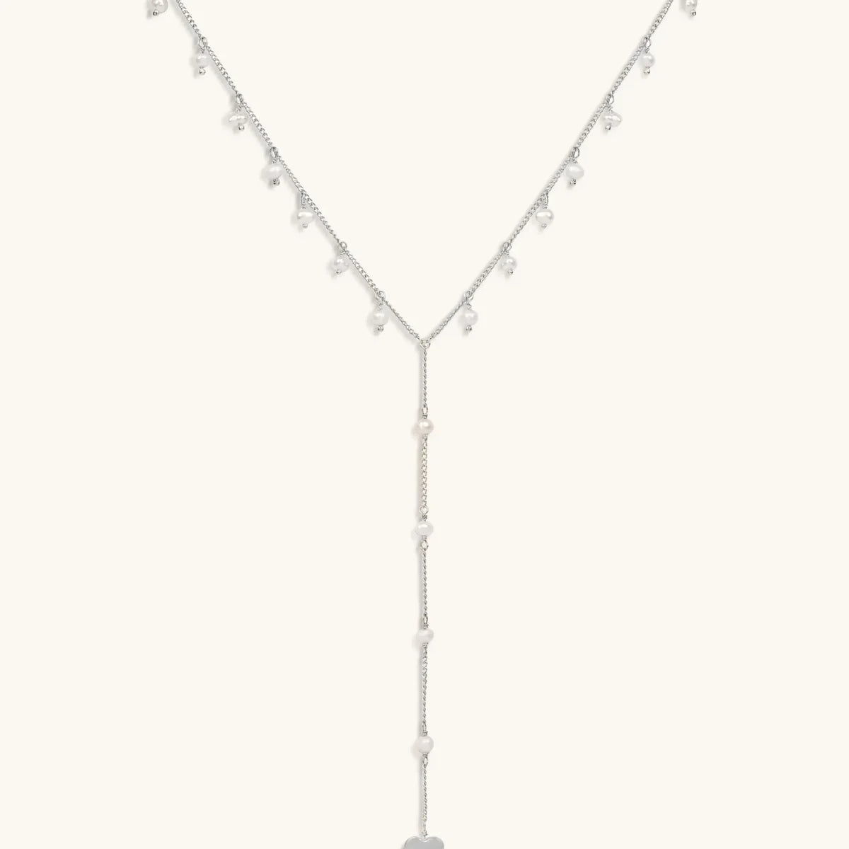 Infinite Affection Heart Pearl Lariat Necklace