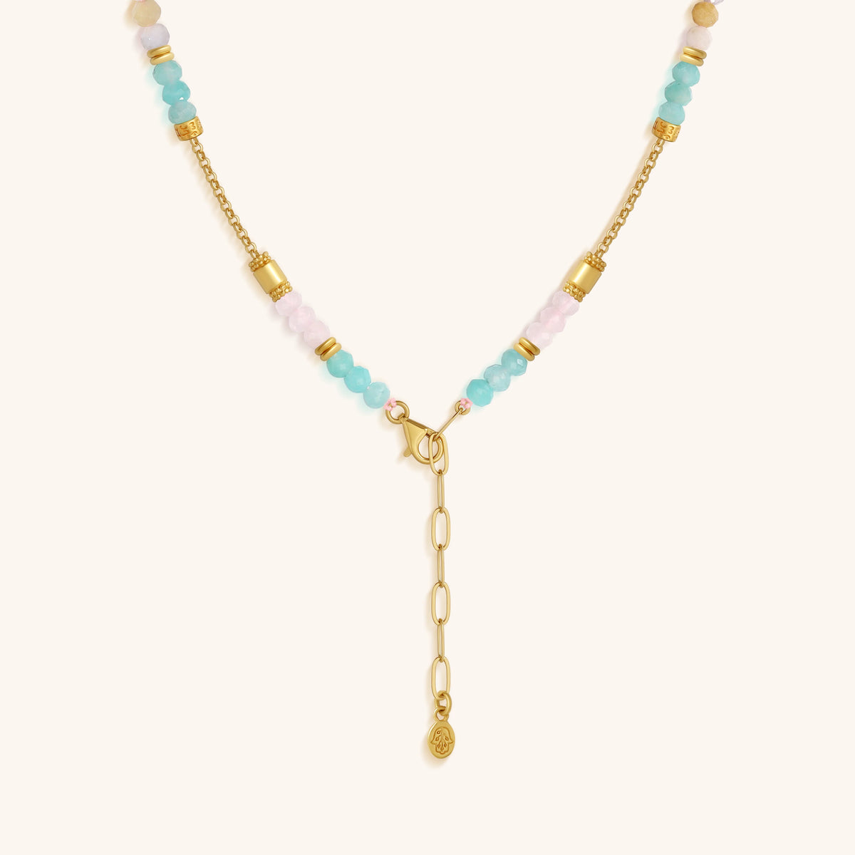 Nurturing Energy Rose Quartz Center Tube Beaded Necklace