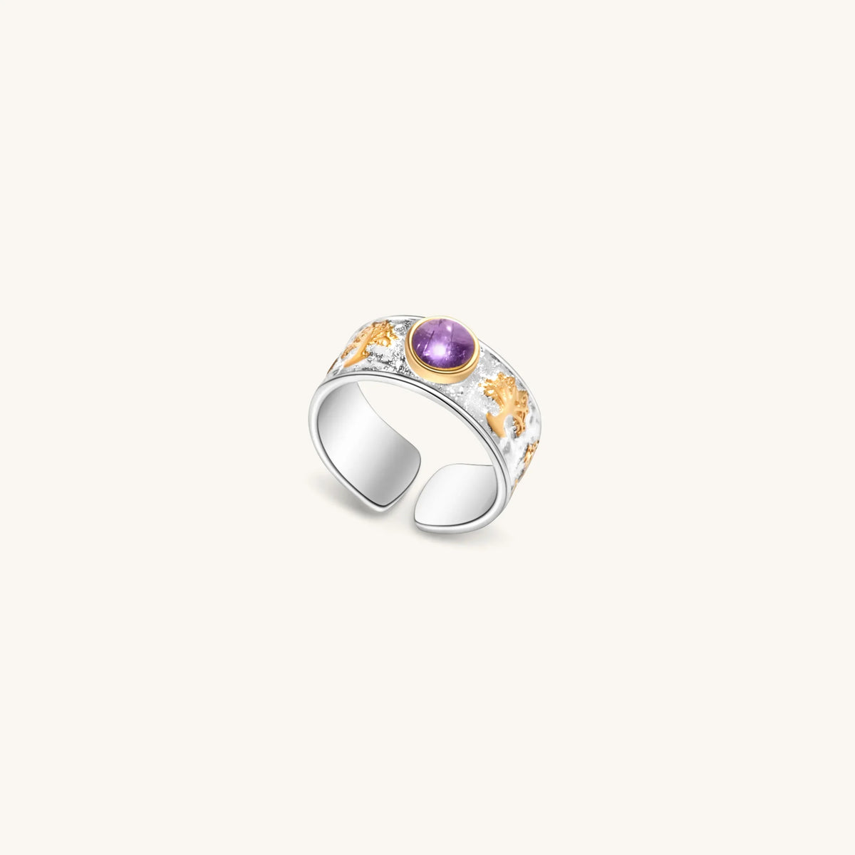 Soothing Relaxation Amethyst Tree of Life Ring
