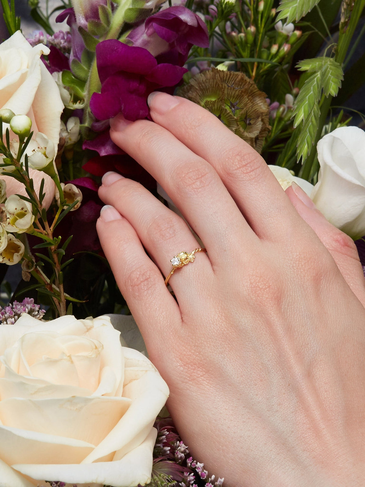 Rosa Noisette Diamond Ring