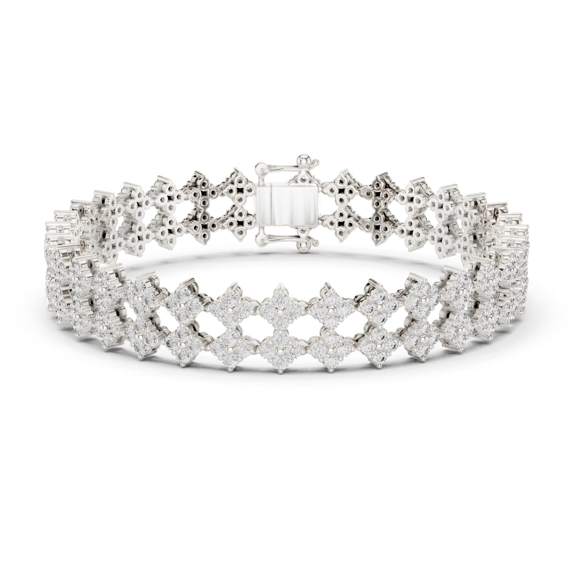 24.36Ct Round-Cut Lab-grown and Labgrown Diamond Vintage Bracelet in 10K White Gold
