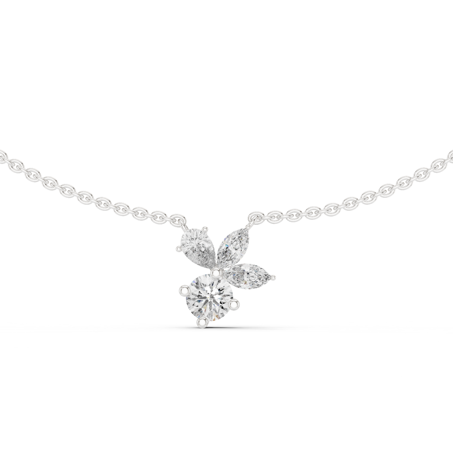 14.70Ct Pear-Cut Lab-grown and Natural Diamond Necklace in 10K White Gold