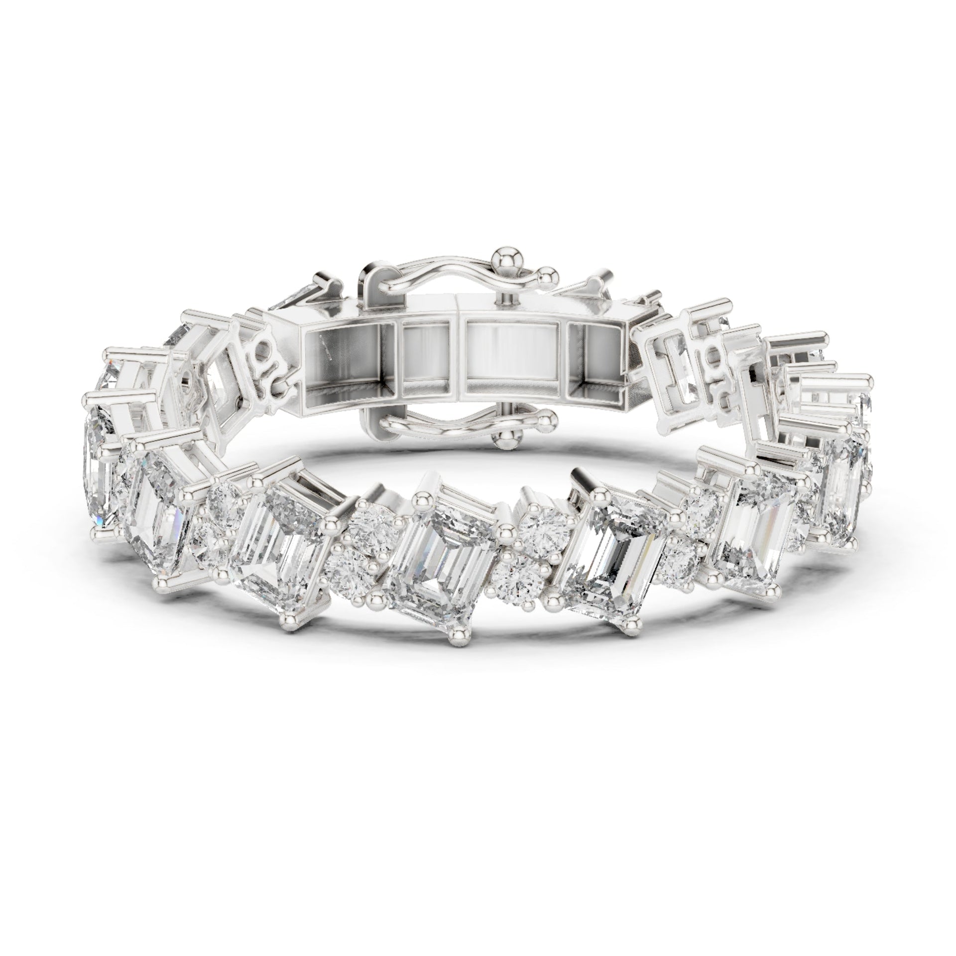 5.10Ct Emerald-Cut Lab-grown Diamond Tennis Bracelet in 10K White Gold