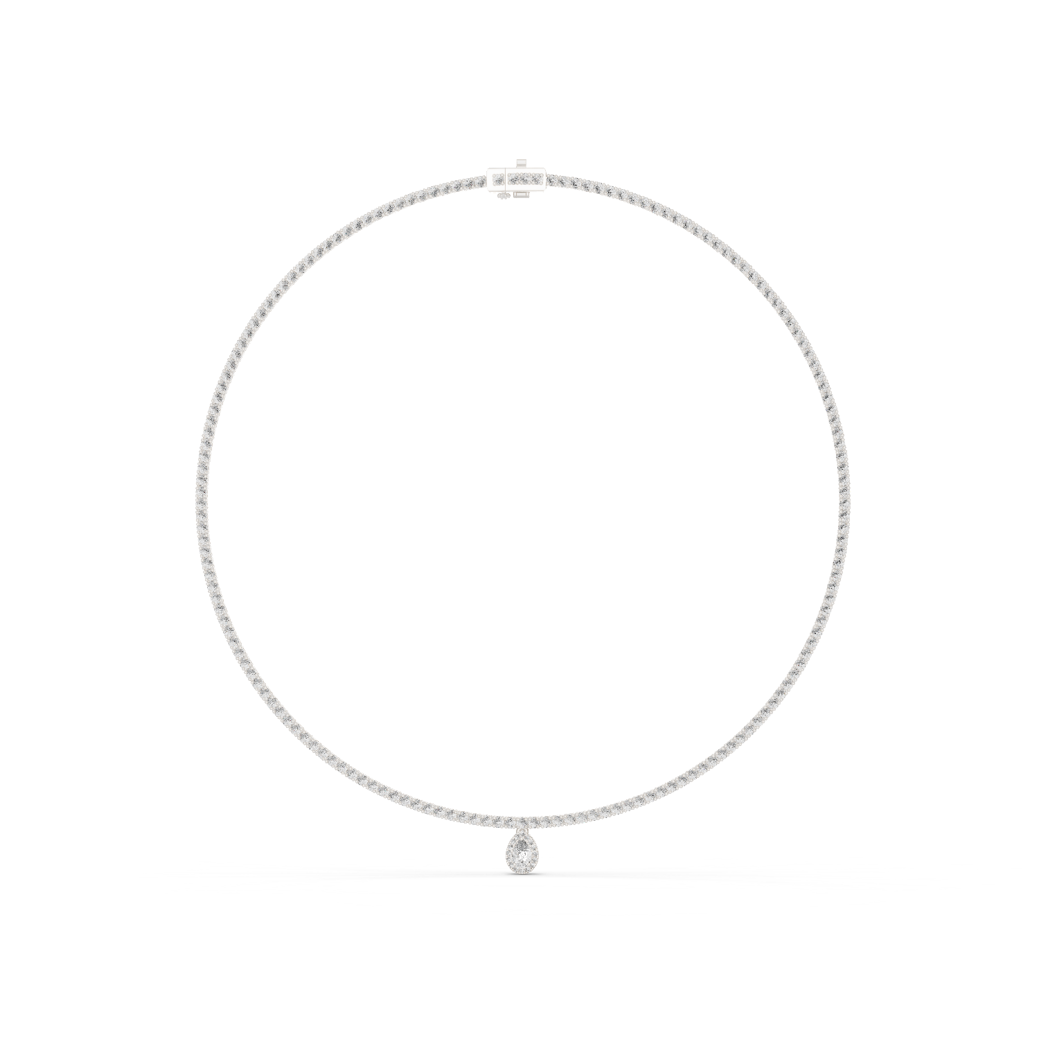 8.12Ct Emerald-Cut Lab-grown Diamond Tennis Necklace in 10K White Gold