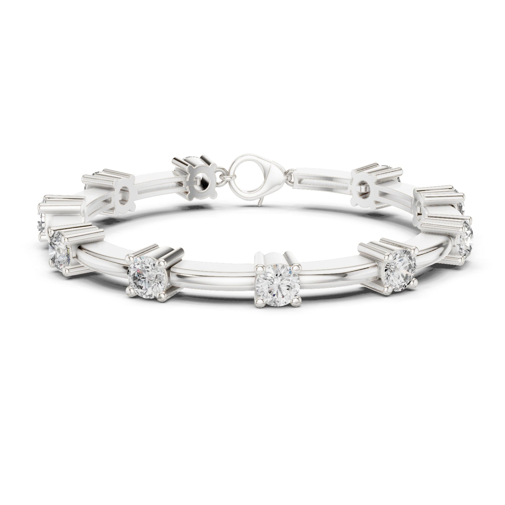 2.21Ct Round-Cut Lab-grown Diamond Cluster Bracelet in 10K Yellow Gold