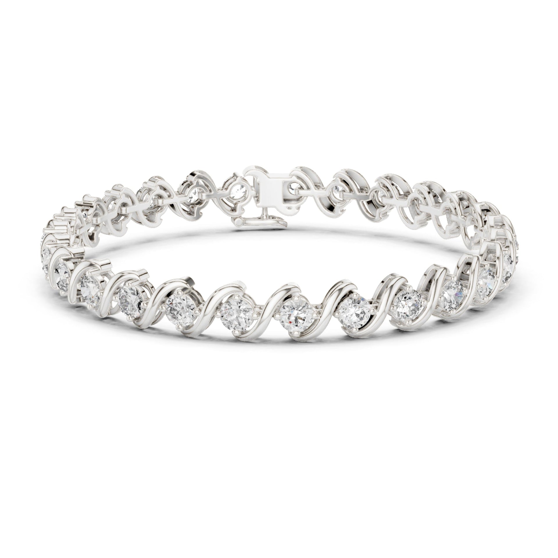 1.09Ct Round-Cut Lab-grown and Natural Diamond Tennis Bracelet in 10K Yellow Gold
