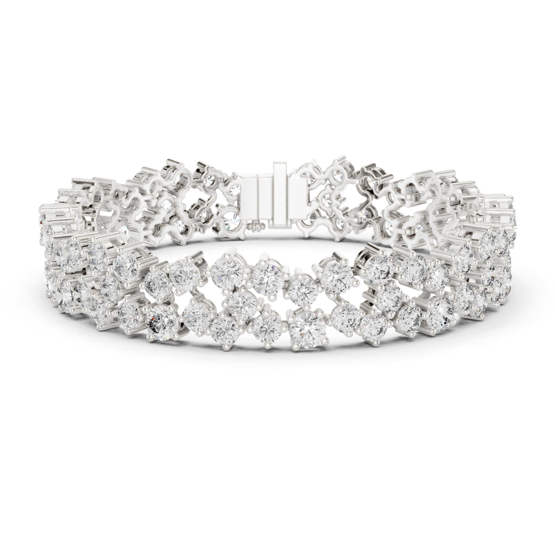 24.36Ct Round-Cut Lab-grown Diamond Vintage Bracelet in 10K White Gold