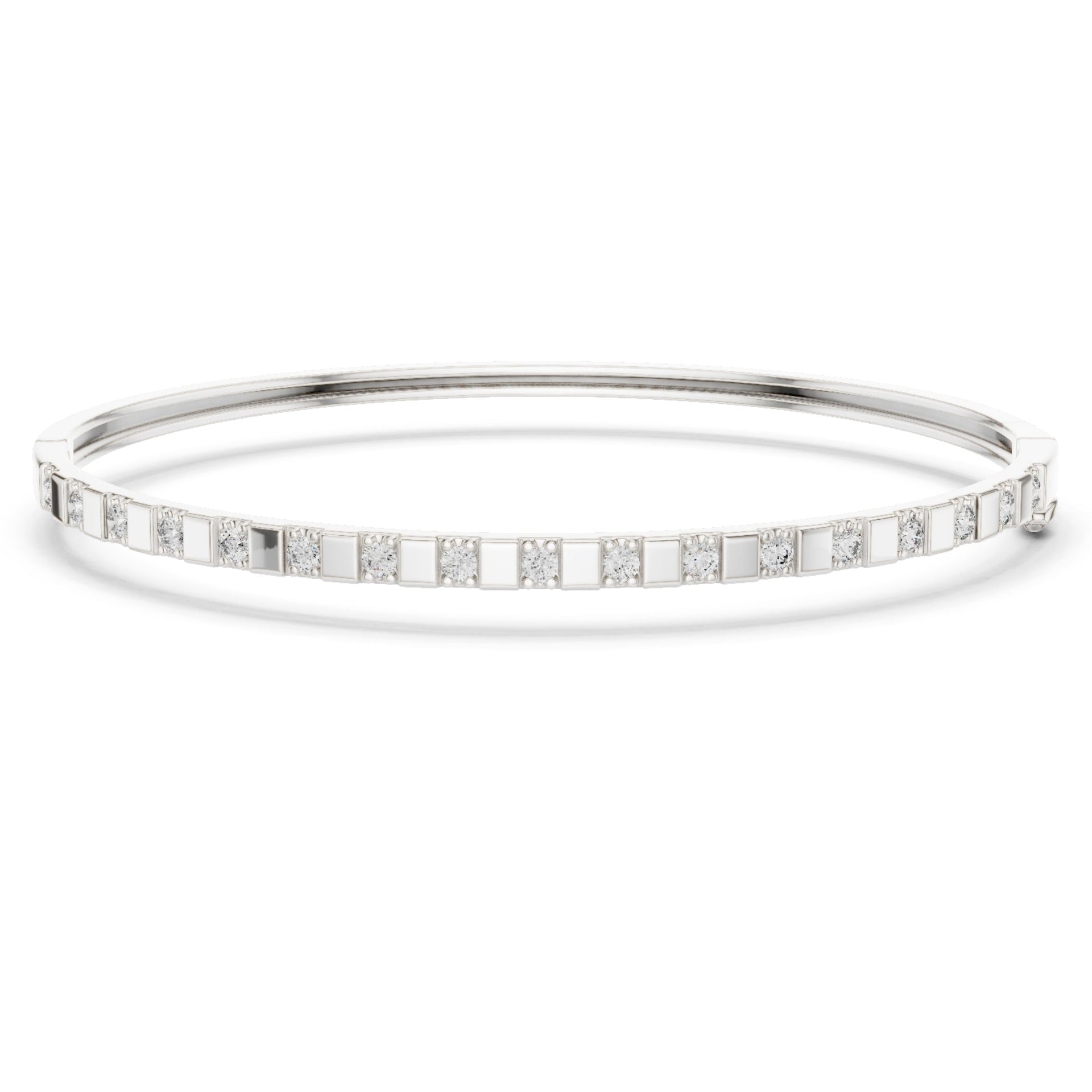 3.57Ct Round-Cut Lab-grown Diamond Cluster Bangles in 10K White Gold