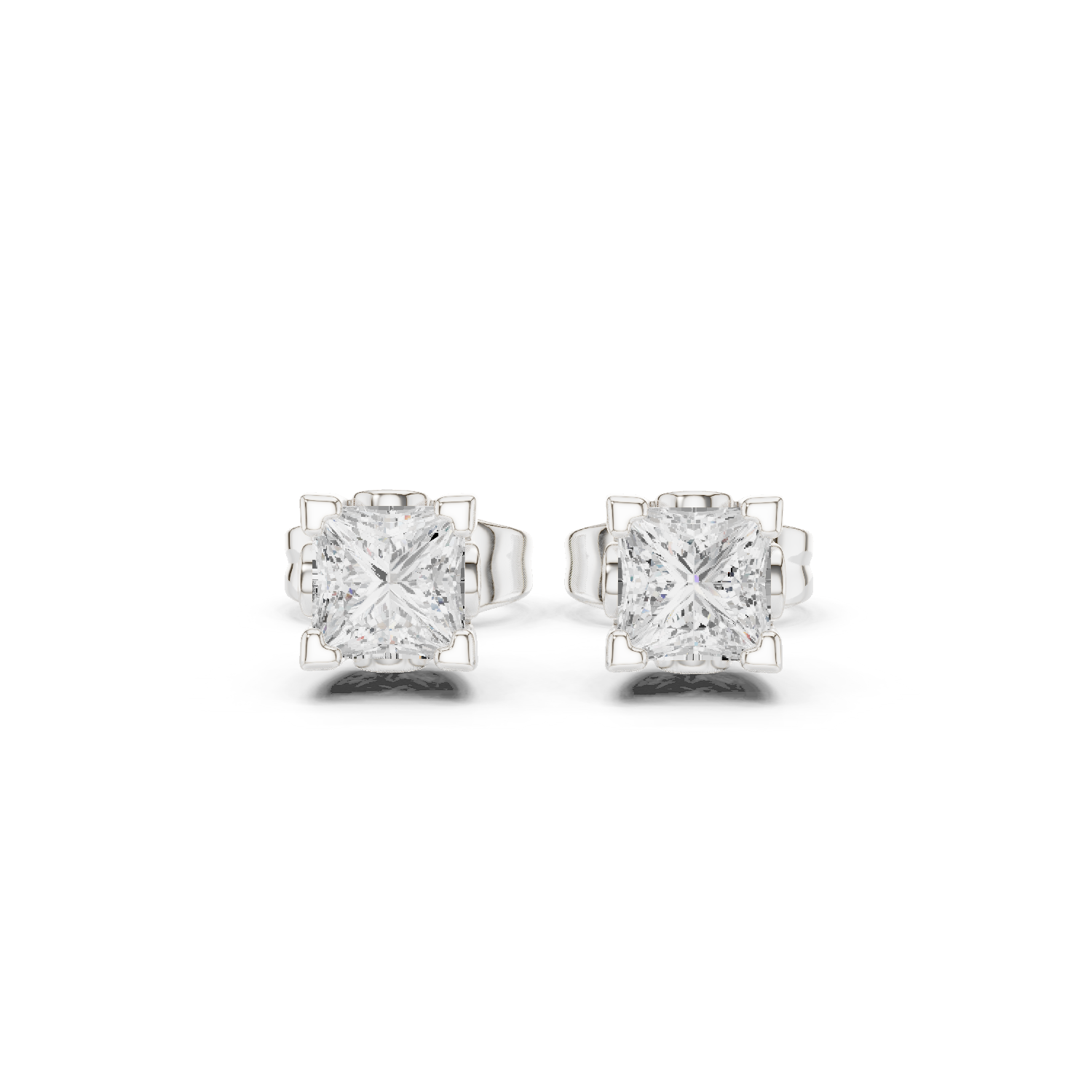 Princess-Cut Lab-grown Diamond Vintage Studs in 10K Rose Gold