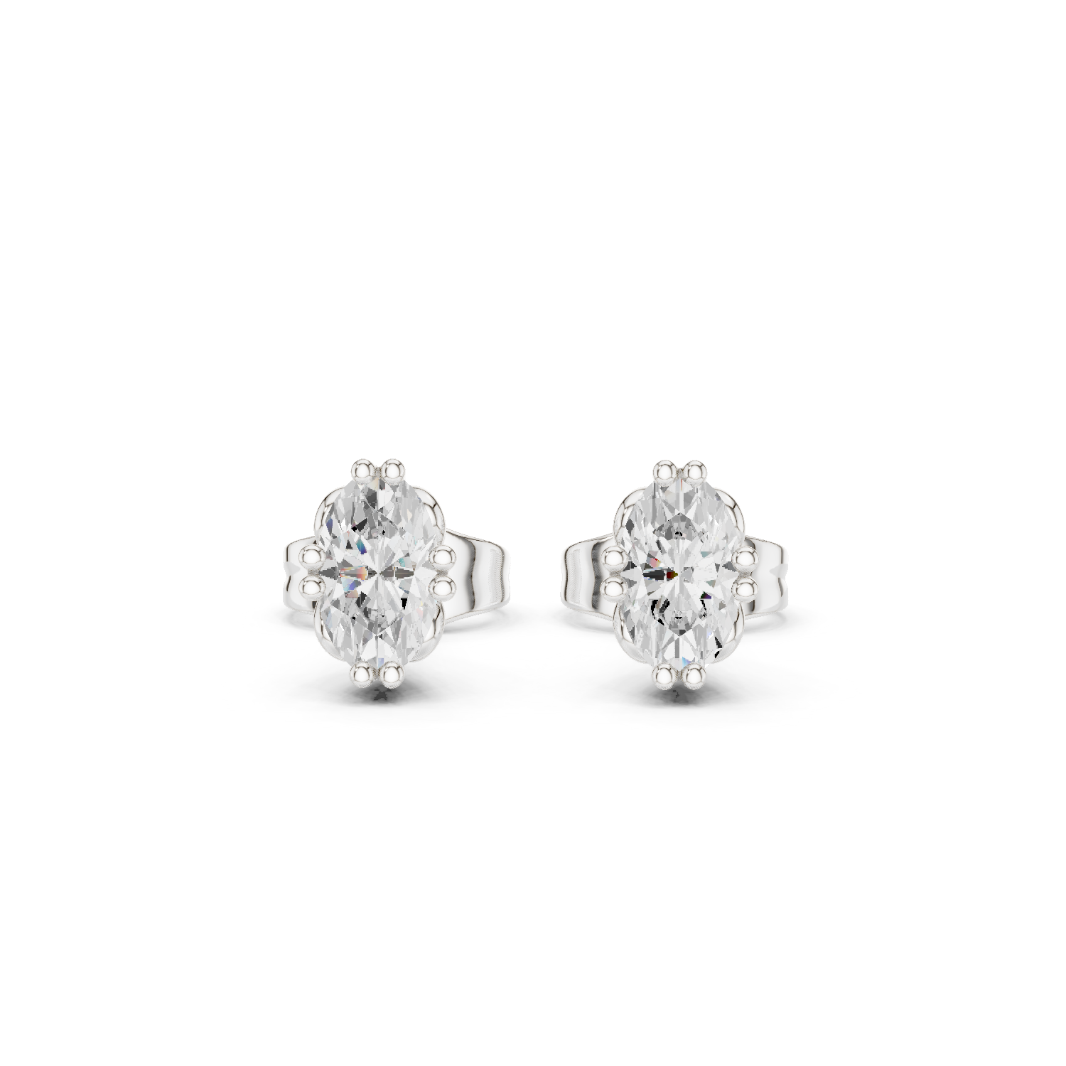 1.00Ct Oval-Cut Lab-grown Diamond Vintage Studs in 10K White Gold