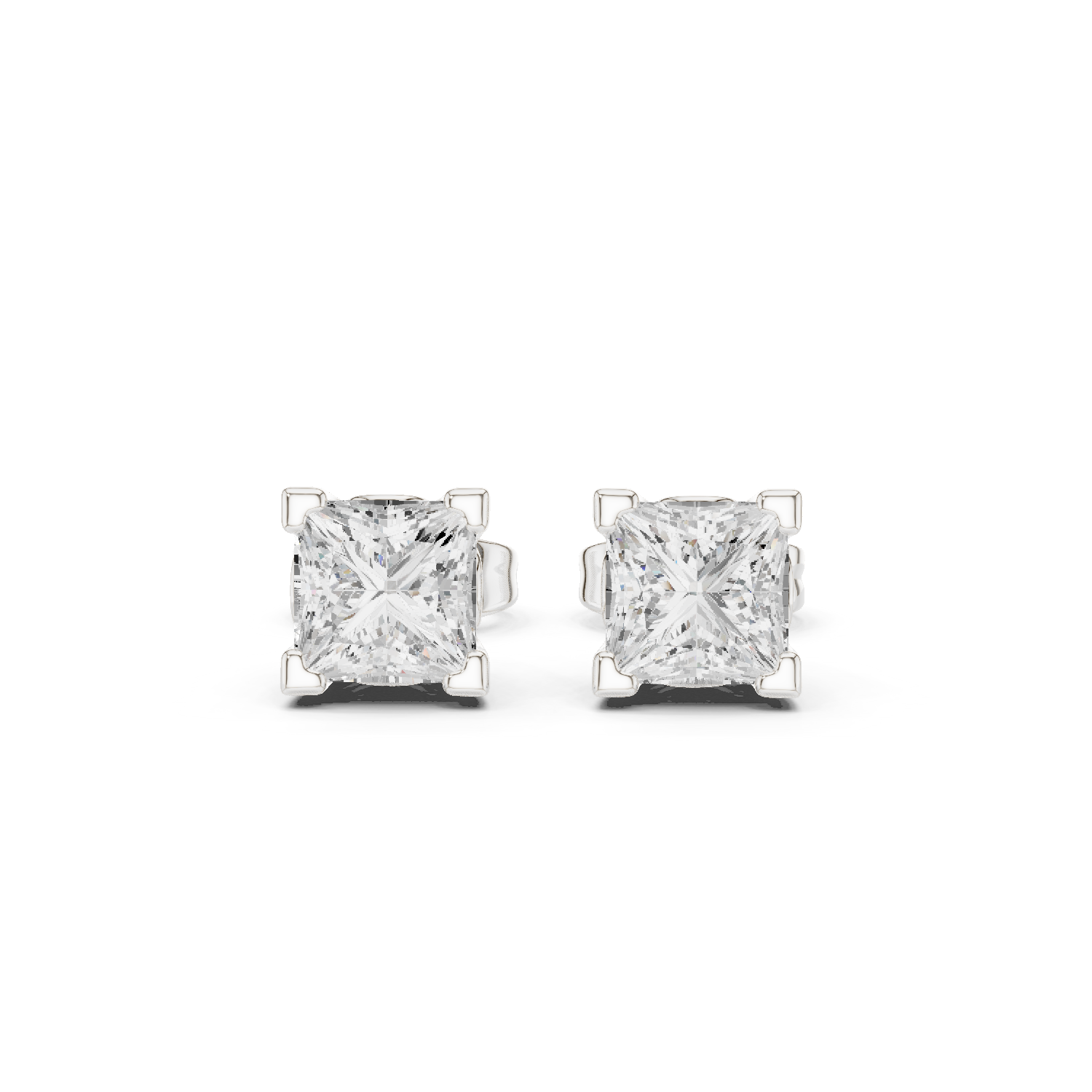 1.00Ct Princess-Cut Lab-grown Diamond Studs in 10K White Gold