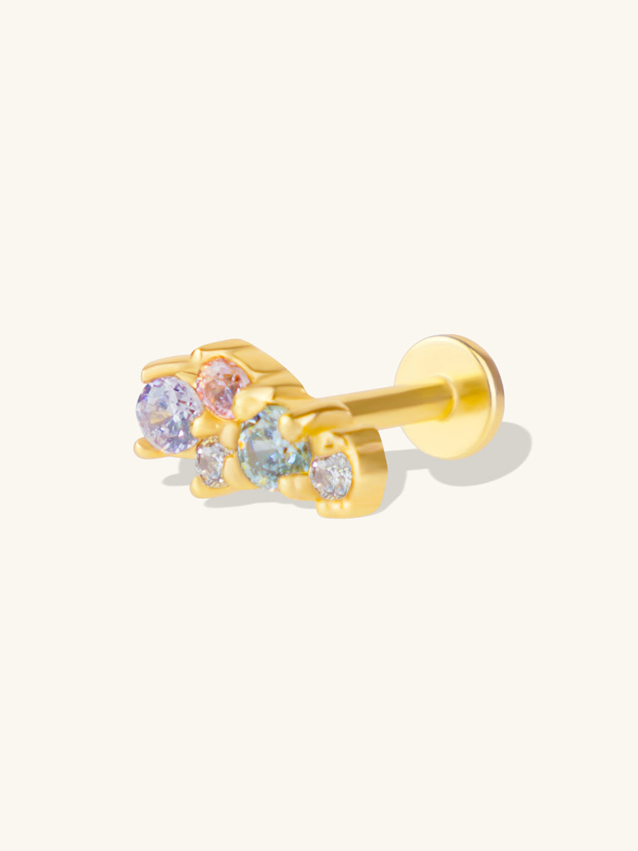 Aurora Rainbow & Gold Flat Back Earring